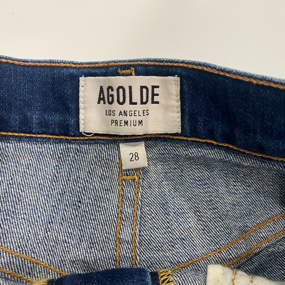 Agolde Blue Jean Shorts with Distressed Raw Hem - Picture 2 of 3